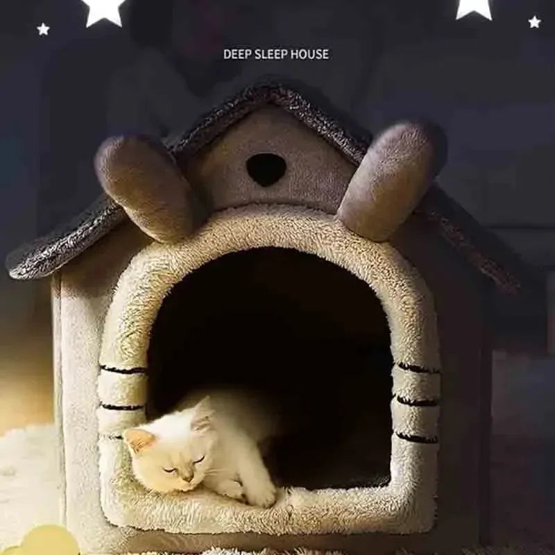 Indoor Warm Dog House - Soft Pet Bed Tent, Dog Kennel, Cat Bed with Removable Cushion, Suitable for Small, Medium, Large Pets
