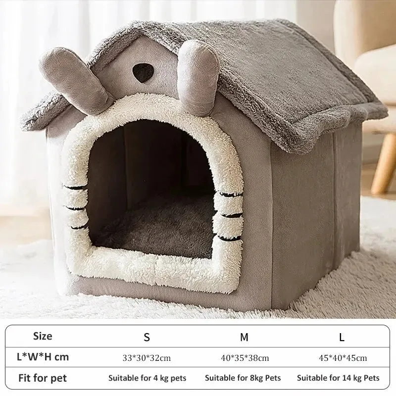 Indoor Warm Dog House - Soft Pet Bed Tent, Dog Kennel, Cat Bed with Removable Cushion, Suitable for Small, Medium, Large Pets
