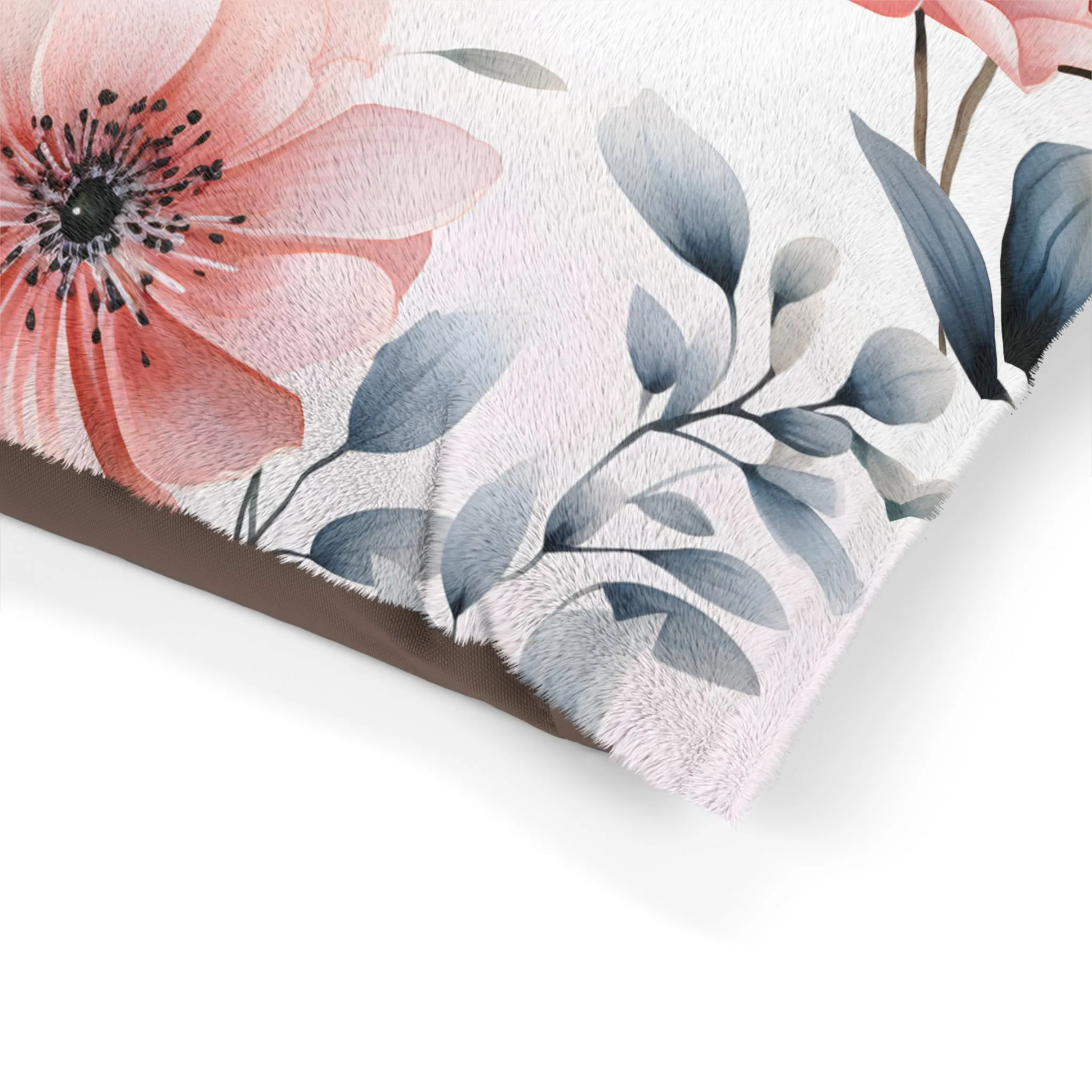 Luxury Pet Bed, feather soft fleece Floral Poppies