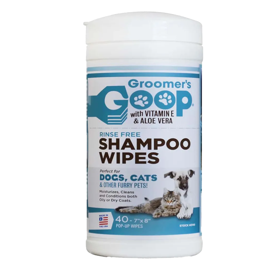 Rinse Free 40 CT Shampoo Wipes by Groomer's Goop
